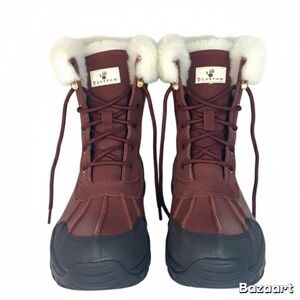 BearPaw boys burgundy and Black Winter Boots sz 6
